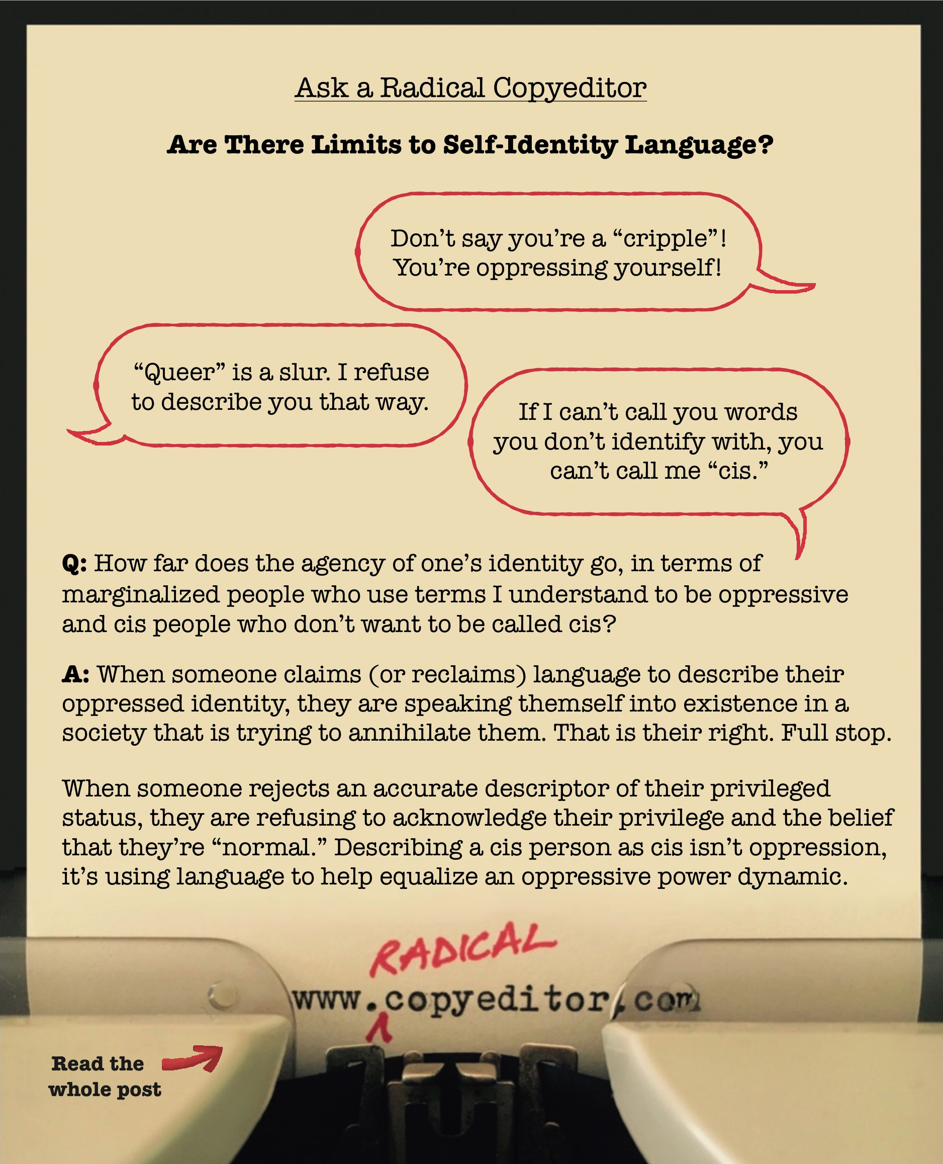 speech bubbles and text that illustrate the blog post