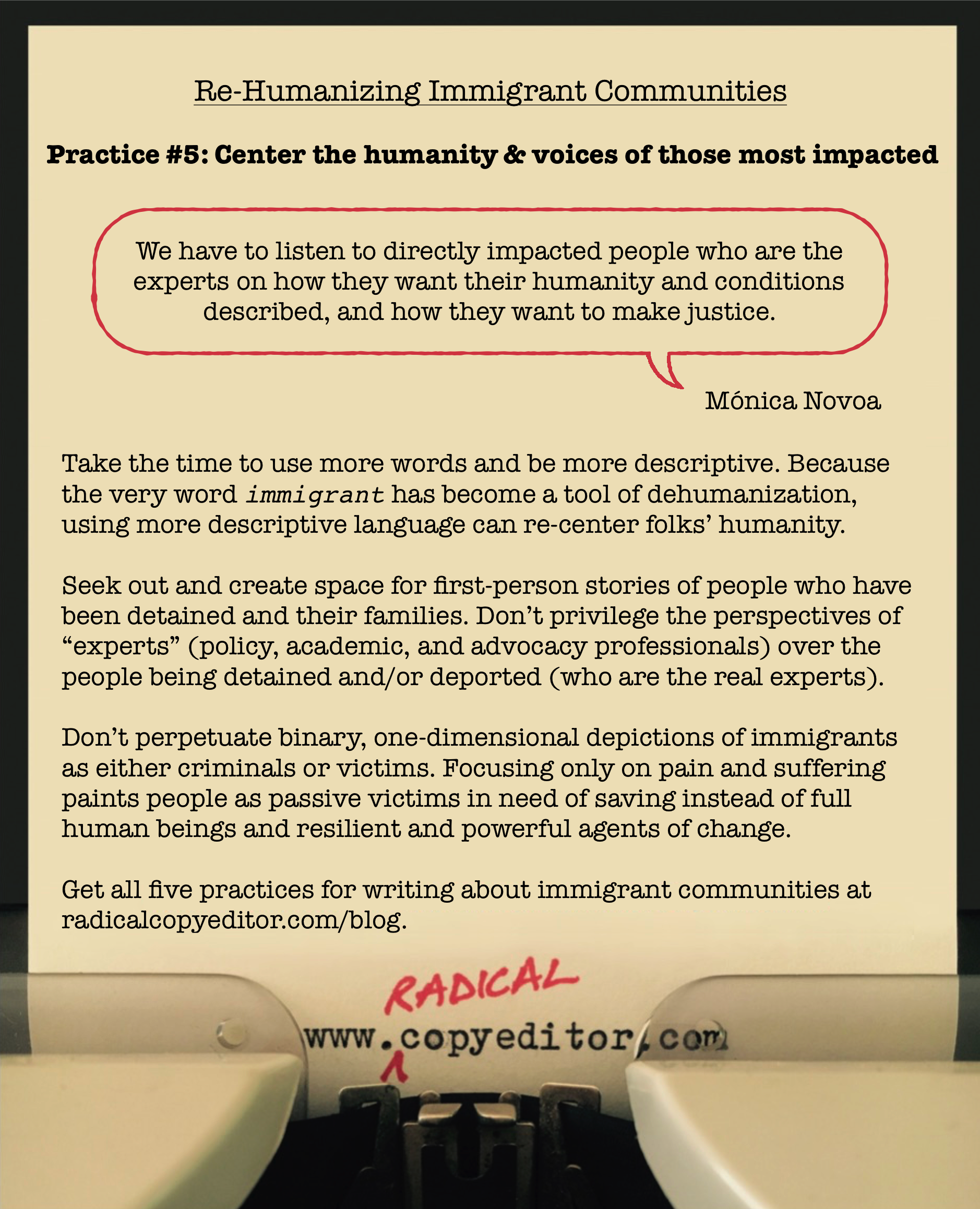 Text graphic that summarizes practice #5. Click for full image description.