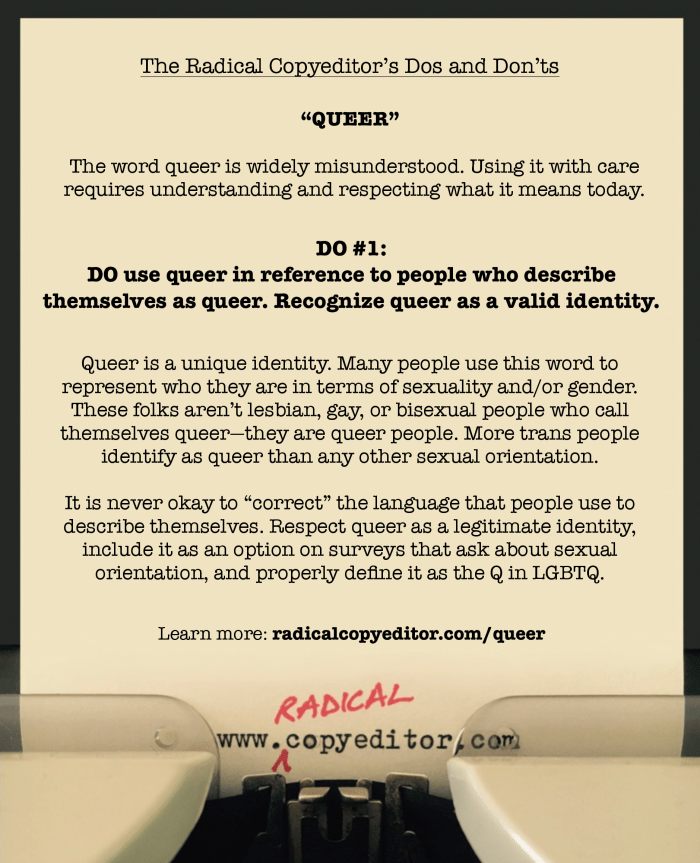 Queer: Dos and Don'ts: Do #1