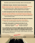 Infographic titled "abortion and gender diversity: how to be inclusive"